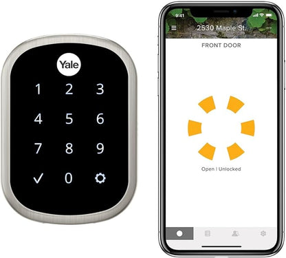 Yale Security SL Deadbolt Smart Lock, Satin Nickel Keyless Entry Door Lock with Wi-Fi Connected Touchscreen for Front or Back Door, YRD256-CBA-619