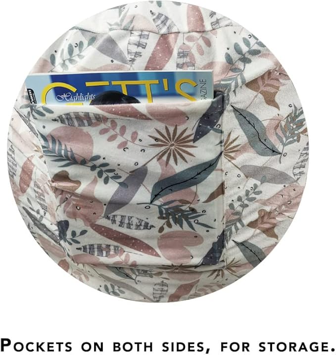 Bean Bag Chair COVER -(NO BEANS) for kids Teens, zipper opening, soft velvet, X-Large (34" leaves)