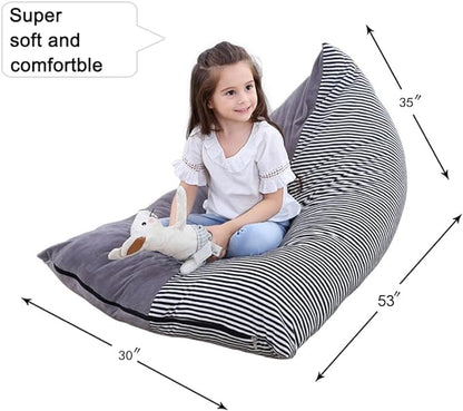 Stuffed Animal Storage Bean Bag Chair Cover | 53" Extra Large Beanbag Cover for Kids and Adults, Plush Toys Holder and Organizer for Boys and Girls | Premium Velvet - Soft & Comfortable