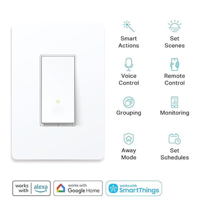 Kasa Smart 3 Way Switch HS210 KIT, Needs Neutral Wire, 2.4GHz Wi-Fi Light Switch works with Alexa and Google Home, UL Certified, No Hub Required, White,2 Count (Pack of 1)