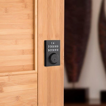 Kwikset 914 Contemporary Keypad SmartCode Electronic Deadbolt Smart Lock featuring SmartKey Security and ZigBee 3.0 Technology in Matte Black