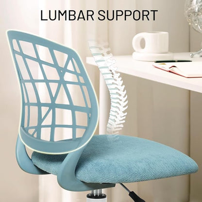 FurnitureR Child Desk Chair Office Chair Adjustable Kids Computer Task Chair Desk Chairs Swivel Armless Children Study Chair with Rolling Wheels, Light Blue
