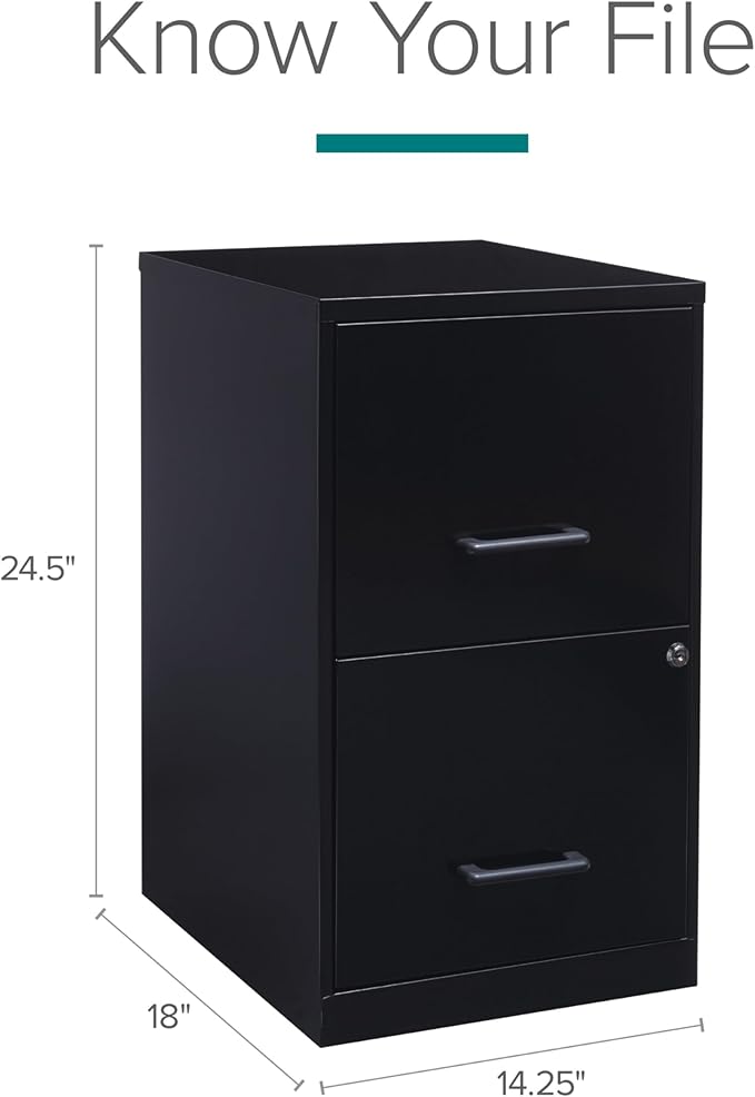 Lorell 14341 18 Deep 2-Drawer File Cabinet, Black