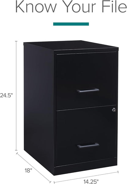 Lorell 14341 18 Deep 2-Drawer File Cabinet, Black