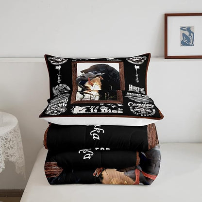 Feelyou Duck Hunting Comforter Hunting and Fishing Bedding Set for Kids Boys Girls Dog Hunter Comforter Set Wild Animal Inner Fill Duvet Set 1 Comforter Set with 2 Pillowcases Queen Size