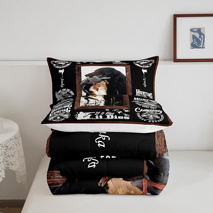 Feelyou Duck Hunting Comforter Hunting and Fishing Bedding Set for Kids Boys Girls Dog Hunter Comforter Set Wild Animal Inner Fill Duvet Set 1 Comforter Set with 1 Pillowcase Twin Size