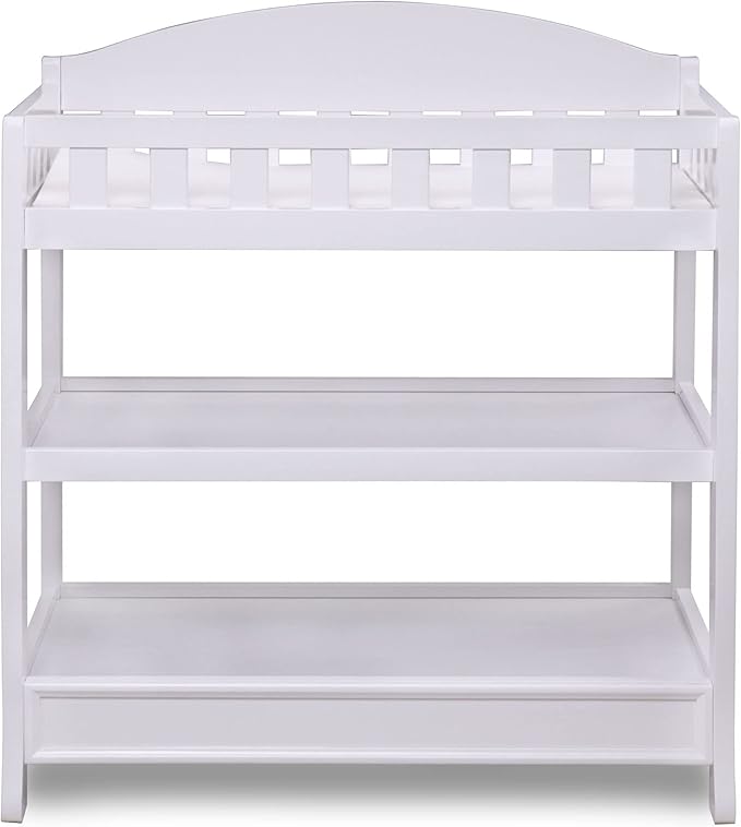 Delta Children Heartland 4-in-1 Convertible Crib Infant Changing Table with Pad + Serta Perfect Start Crib Mattress, Bianca White