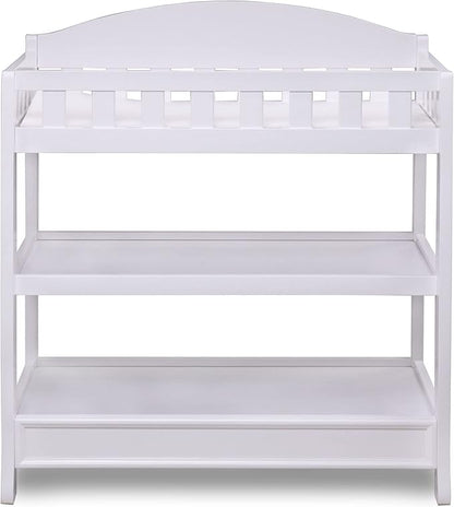 Delta Children Heartland 4-in-1 Convertible Crib Infant Changing Table with Pad + Serta Perfect Start Crib Mattress, Bianca White