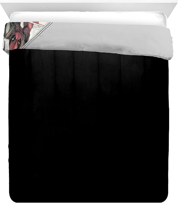 Jay Franco Marvel Deadpool Bite Me Queen Comforter & Sham Set - Super Soft Kids Bedding - Fade Resistant Microfiber (Official Marvel Product)