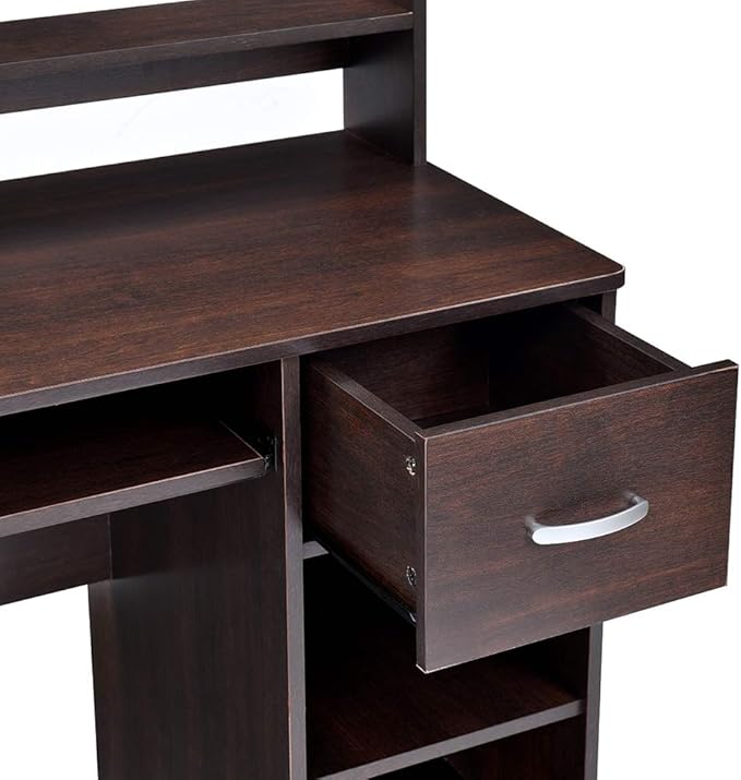 ROCKPOINT Axess Computer Keyboard Tray and Drawer Small Home Office Bedroom, Homework and School Studying Writing Desk for Student with Storage,Chocolate