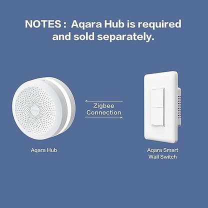 Aqara Smart Light Switch (No Neutral, Double Rocker), Requires AQARA HUB, Zigbee Light Switch, Remote Control and Smart Home Automation, Compatible with HomeKit, Google, Works with Alexa, SmartThings