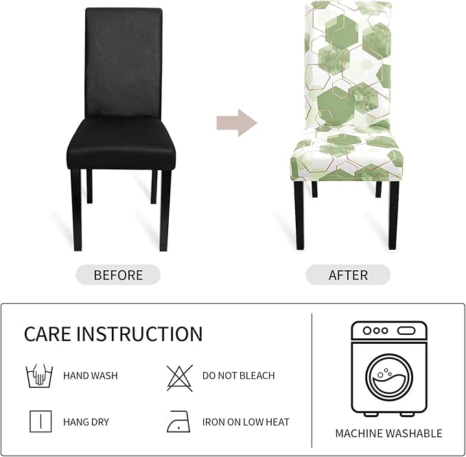 Gibelle Dining Room Chair Covers Set of 4, Soft Stretch Kitchen Chair Covers Slipcover Protector, Removable Washable Geometric Parson Chair Covers 4 Pack, Sage Green
