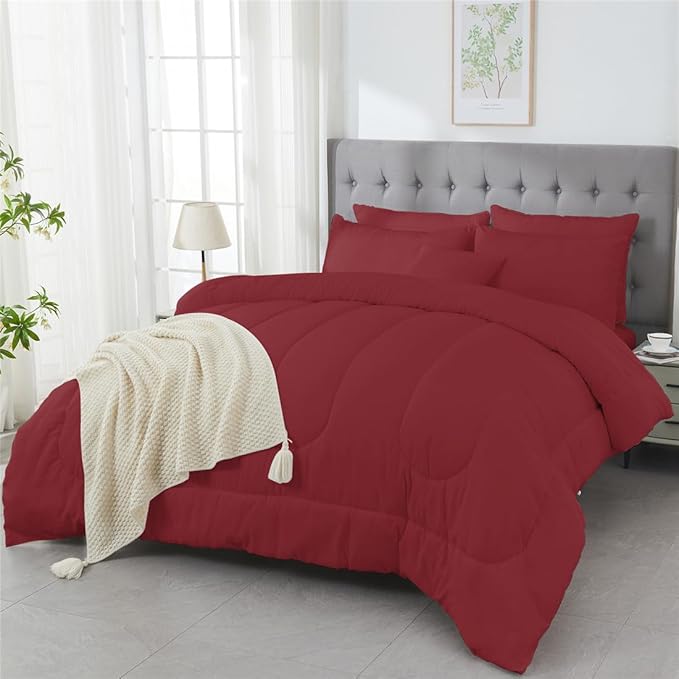 3 Piece Solid Color All Season Bedding Comforter Set Microfiber Soft Lightweight Bedding Set for Kids Teens Adults Room Decor with 1 Comforter and 2 Pillowcases King