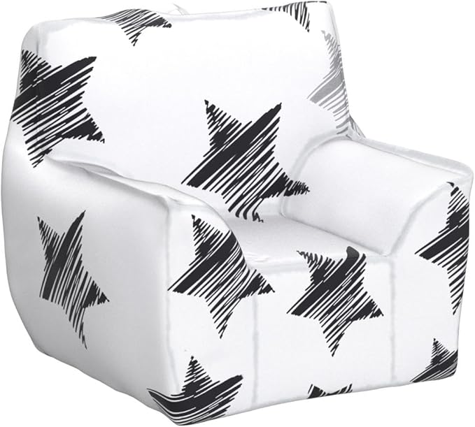 Posh Creations Structured Comfy Bean Bag Chair for Gaming, Reading, and Watching TV, Newport Chair, Canvas - Sketchy Stars
