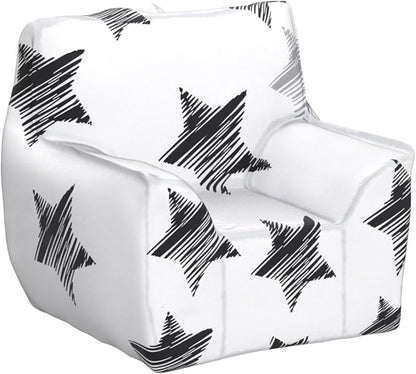 Posh Creations Structured Comfy Bean Bag Chair for Gaming, Reading, and Watching TV, Newport Chair, Canvas - Sketchy Stars