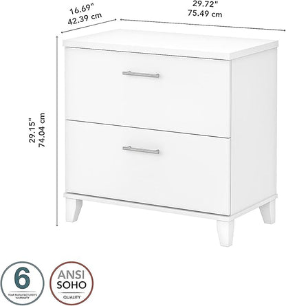 Bush WC81980 Somerset 2-Drawer Lateral File Cabinet, Letter/Legal, White, 30-Inch
