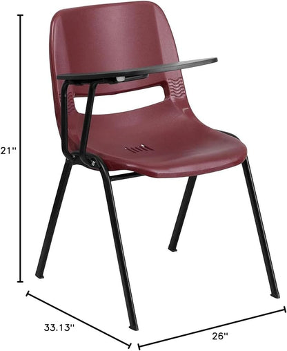 Flash Furniture HERCULES Burgundy Ergonomic Shell Chair with Right Handed Flip-Up Tablet Arm