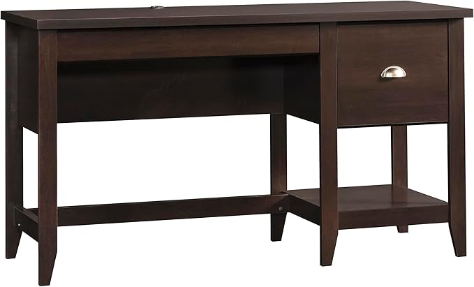 Sauder Summit Station Single Pedestal Desk, L: 52.09" x W: 19.29" x H: 29.02", Cinnamon Cherry Finish