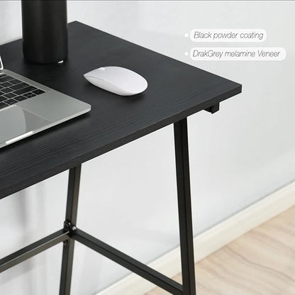 FurnitureR Home Office Computer Desk, Compact Writing Desk Study Desk with Metal Frame for Apartment, Dorm, Bedroom, Small Space (31.5 Inch, Black)