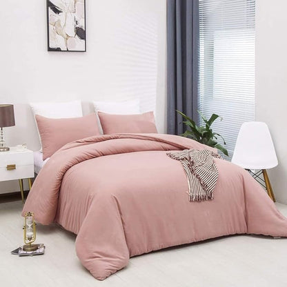 Pink Comforter King Size Pure Blush Pink Bedding Set Women Rose Pink Durable Comforter Set 3 Pieces 1 Comforter with 2 Pillowcases