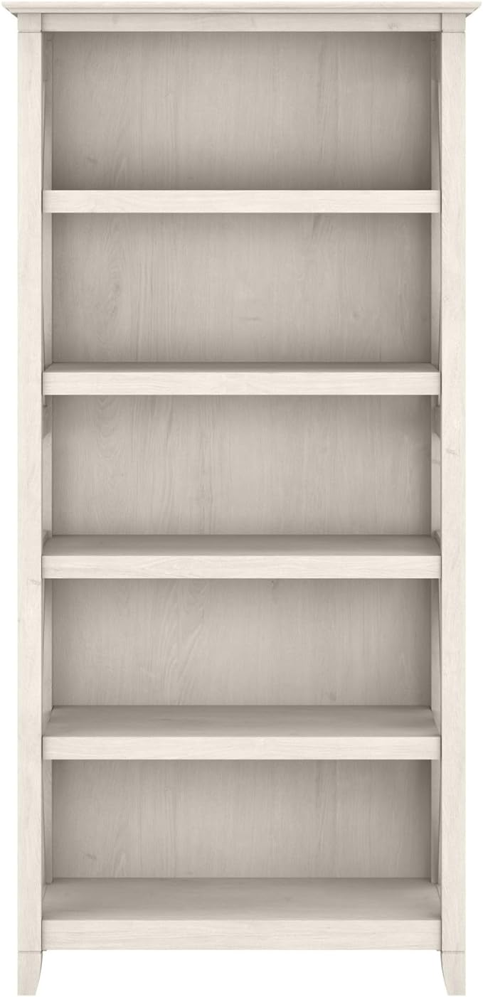 Bush Furniture Key West 2 Lateral File Cabinet | Document Storage & Key West Bookcase Shelf in Linen White Oak | Farmhouse Bookshelf Display Cabinet