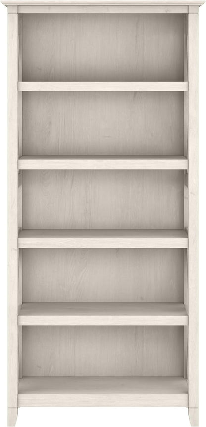Bush Furniture Key West 2 Lateral File Cabinet | Document Storage & Key West Bookcase Shelf in Linen White Oak | Farmhouse Bookshelf Display Cabinet