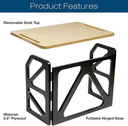 EXCELLO GLOBAL PRODUCTS Stow Away Desk with 30" x 47" Writing Surface: Perfect for Apartments, Dorms, Small Spaces and Work from Home (Natural & Black Finish)