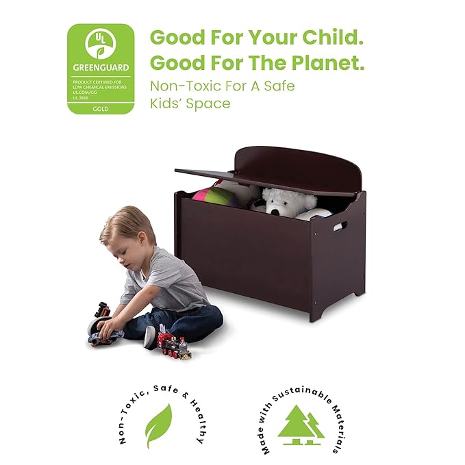Delta Children MySize Deluxe Toy Box, Dark Chocolate