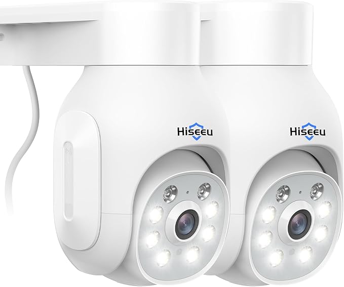 Hiseeu Wireless Camera Outdoor, 2.4G/5G 3MP WiFi Security Camera Color Night Vision, Pan&Tilt 360° View, Motion Detection, Siren/Motion/Light Alarm, IP66, Compatile NVR, No Monthly Fee