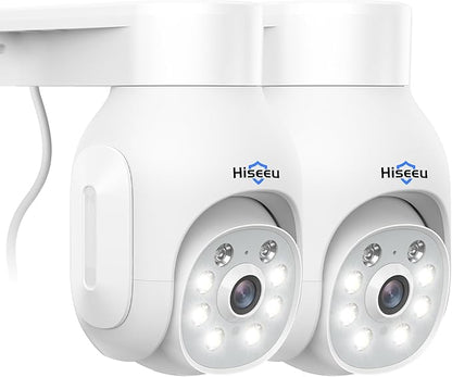 Hiseeu Wireless Camera Outdoor, 2.4G/5G 3MP WiFi Security Camera Color Night Vision, Pan&Tilt 360° View, Motion Detection, Siren/Motion/Light Alarm, IP66, Compatile NVR, No Monthly Fee