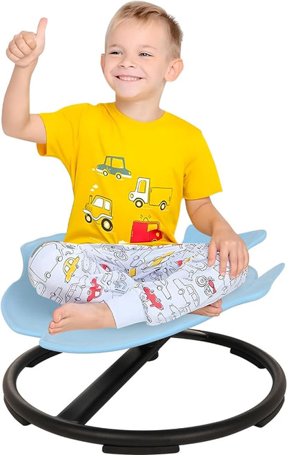 Kids Swivel Chair Sensory Toys Light Blue Non-Slip Metal Base Wobble Chair for Toddlers Sit and Spin with Autism Spin Sensory Chair Aged 3+ Improving Physical Coordination