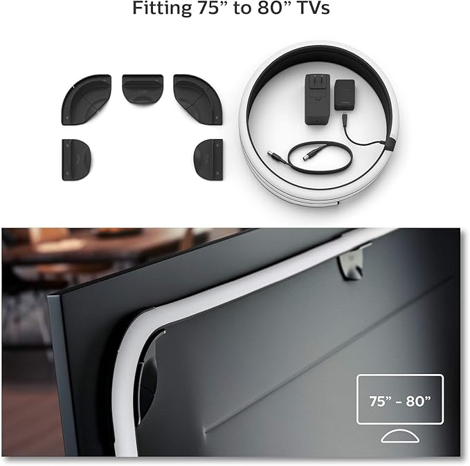 Philips Hue 75" Smart TV Light Strip - White and Color Ambiance LED Color-Changing TV Backlight - Sync with TV, Music, and Gaming - Requires Bridge and Sync Box - Control with App or Voice Assistant