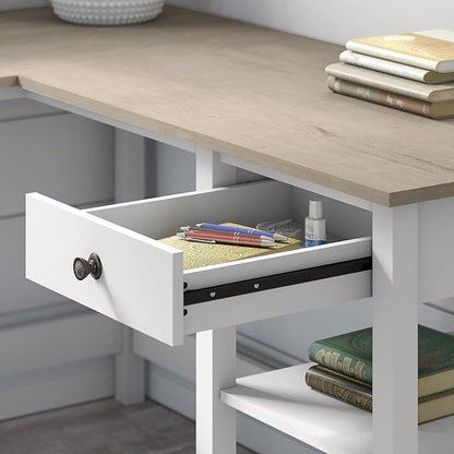 Bush Business Furniture Mayfield L Shaped Computer Desk Desktop Organizer | Storage for Home Office Workspace, 60W, Shiplap Gray/Pure White