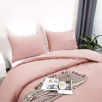 Blush Pink Comforter Set Twin Solid Dusty Rose Bedding Quilt Set Blush Pink Comfroter Set 3 PCs for Kids Teens Adult Durable Breathable Pink Blanket