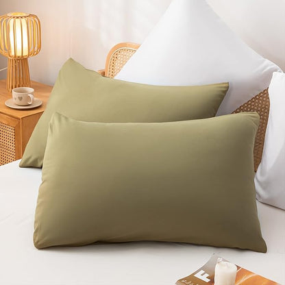Olive Green Queen Comforter Set 3PCS Farmhouse Bed Comforter Set Queen Size Soft Lightweight Down Alternative Microfiber Comforter for All Season (1 Comforter, 2 Pillowcases)