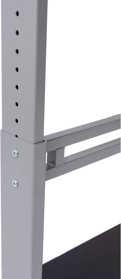 Stand Up Desk Store Rolling Adjustable Height Two Tier Standing Desk Computer Workstation (Silver Frame/Black Top, 40" Wide)