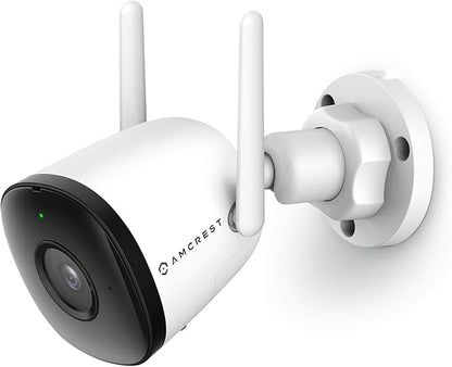 Amcrest SmartHome 4MP Outdoor WiFi Camera Bullet 4MP Outdoor Security Camera, 98ft Night Vision, Built-in Mic, 106° FOV, 2.8mm Lens, MicroSD Storage (Sold Separately), ASH43-W (White)