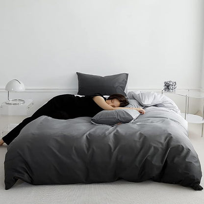 Gradient Gray Comforter Set Ombre White Gray Bedding Set Full Women Aesthetic Comforter 3 PCs Gray Color Bed Comforter Set Full Gradient White and Gray Comforter Set Full Size