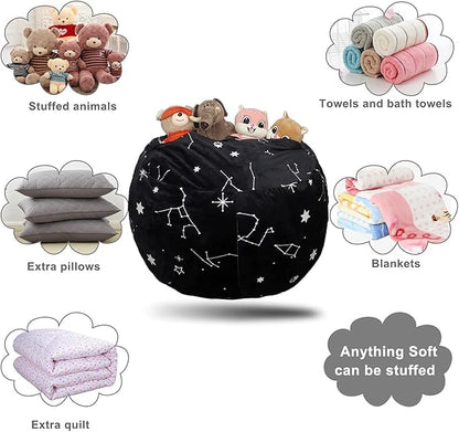 Bean Bag Chair COVER -(NO BEANS) for kids Teens, zipper opening, soft velvet, X-Large (34" Black)