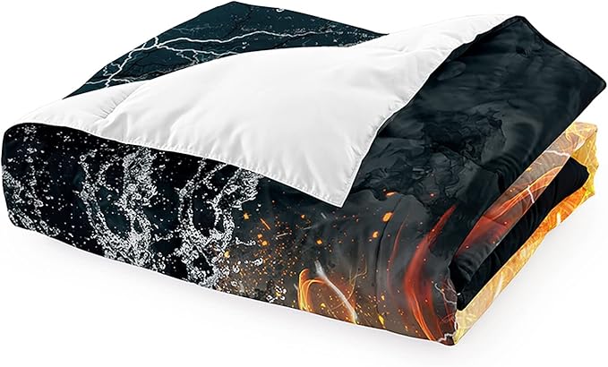Basketball Comforter Set Full Size, Sports Basketball Bedding Boys Comforter Sets for Bedroom Fire Ice Basketball Theme Room Decor for Teen Boys, 1 Comforter 2 Pillowcase