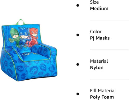 Idea Nuova PJ Mask Toddler Nylon Bean Bag Chair with Piping & Top Carry Handle, NK570401, Medium