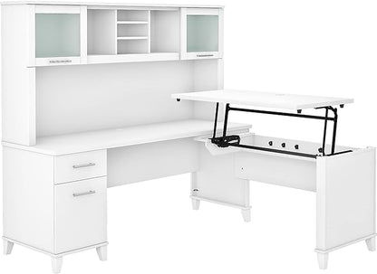 Bush SET015WH Somerset 35-Inch -41-Inch Adjustable Desk with Hutch, White