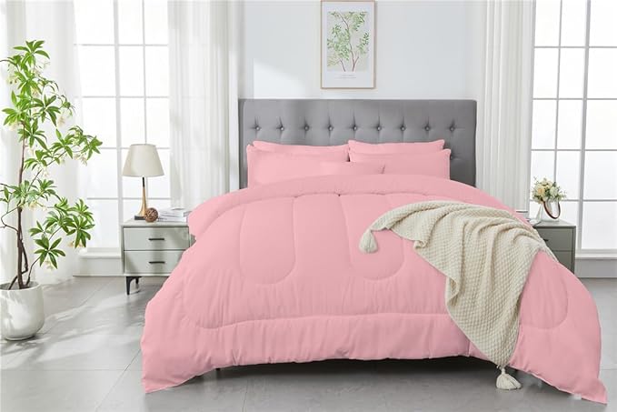 3 Piece Solid Color All Season Bedding Comforter Set Microfiber Soft Lightweight Bedding Set for Kids Teens Adults Room Decor with 1 Comforter and 2 Pillowcases King