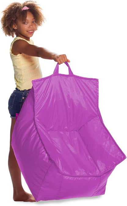 Posh Creations Bean Bag Chair Structured Comfy Seat Use for Gaming, Reading and Watching TV, Newport, Purple