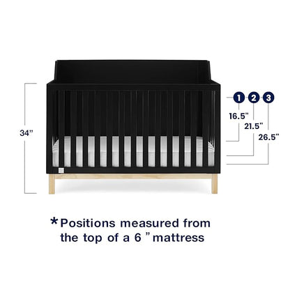 babyGap by Delta Children Oxford 6-in-1 Convertible Crib TrueSleep 2-Stage Deluxe Crib and Toddler Mattress (Bundle), Ebony/Natural