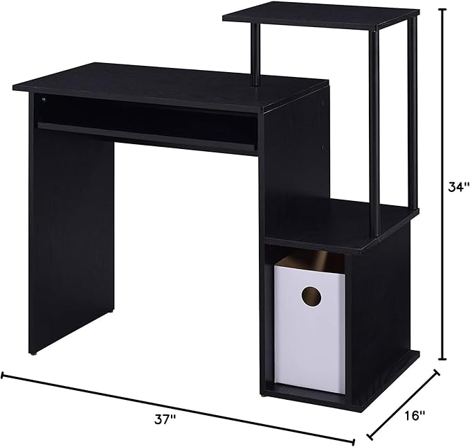 Acme Lyphre Wooden Rectangle Top Computer Desk with Keyboard Tray in Black