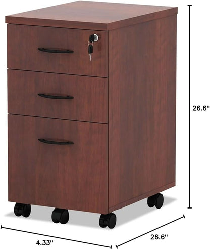 Alera ALEVA572816MC 15.88 in. x 20.5 in. x 28.38 in. Valencia Series 3-Drawer Mobile File Pedestal - Cherry