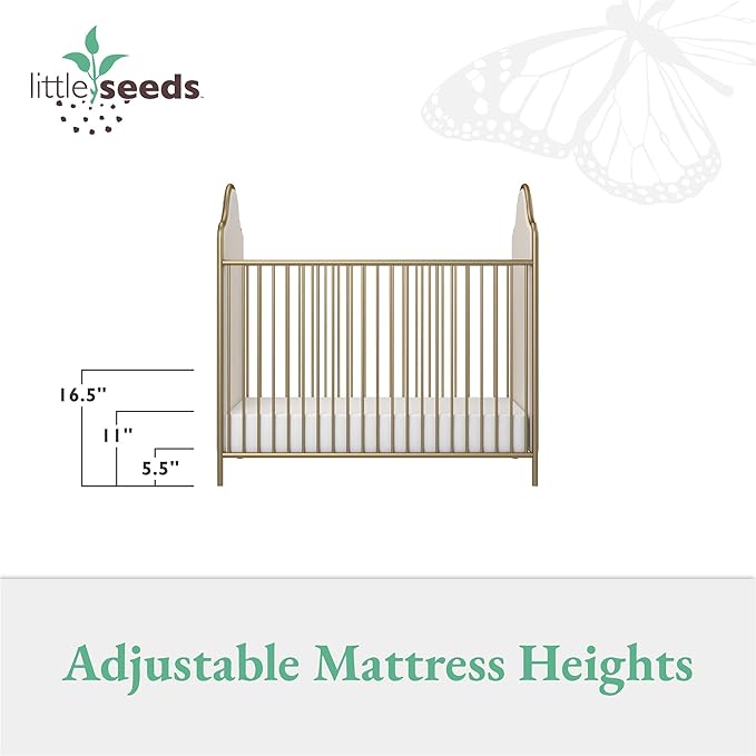 Little Seeds Piper Upholstered Metal Crib, Gold