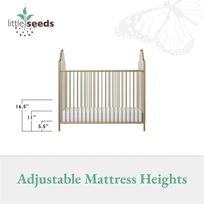 Little Seeds Piper Upholstered Metal Crib, Gold