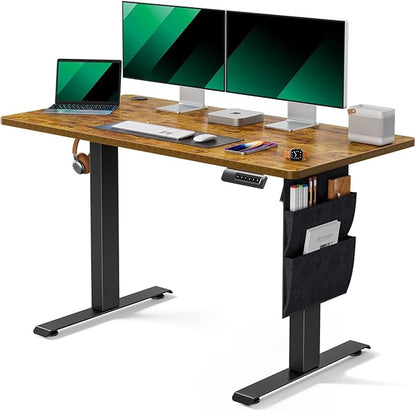 Marsail Standing Desk Adjustable Height, 48x24 Inch Electric Standing Desk with Storage Bag, Stand up Desk for Home Office Computer Desk Memory Preset with Headphone Hook
